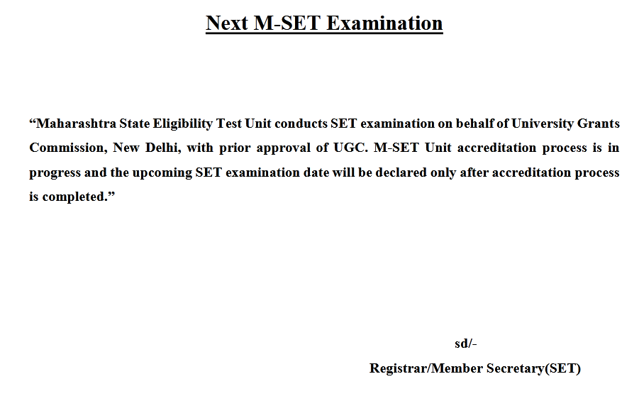 Maharashtra SET Notification