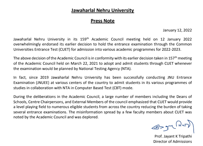 JNU notice